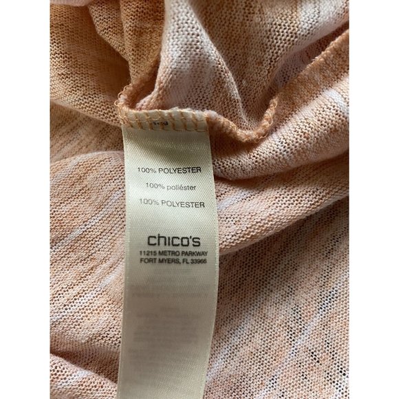 Weekends CHICOS Womens Shirt SZ 2 (L) Orange Striped Dolman Sleeve Top 8736 - Picture 6 of 6